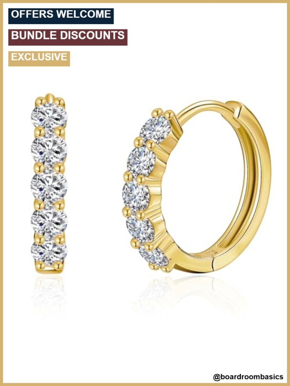 Moissanite Huggie Earrings 925 Sterling Silver 18K White Gold Plated